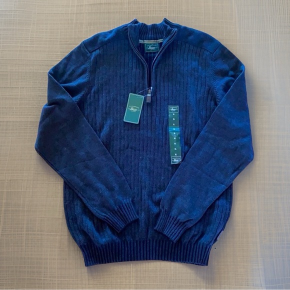 Men’s GH Bass Navy Blazer 1/4 Zip Long Sleeve Sweater XL  NWT - Picture 11 of 11